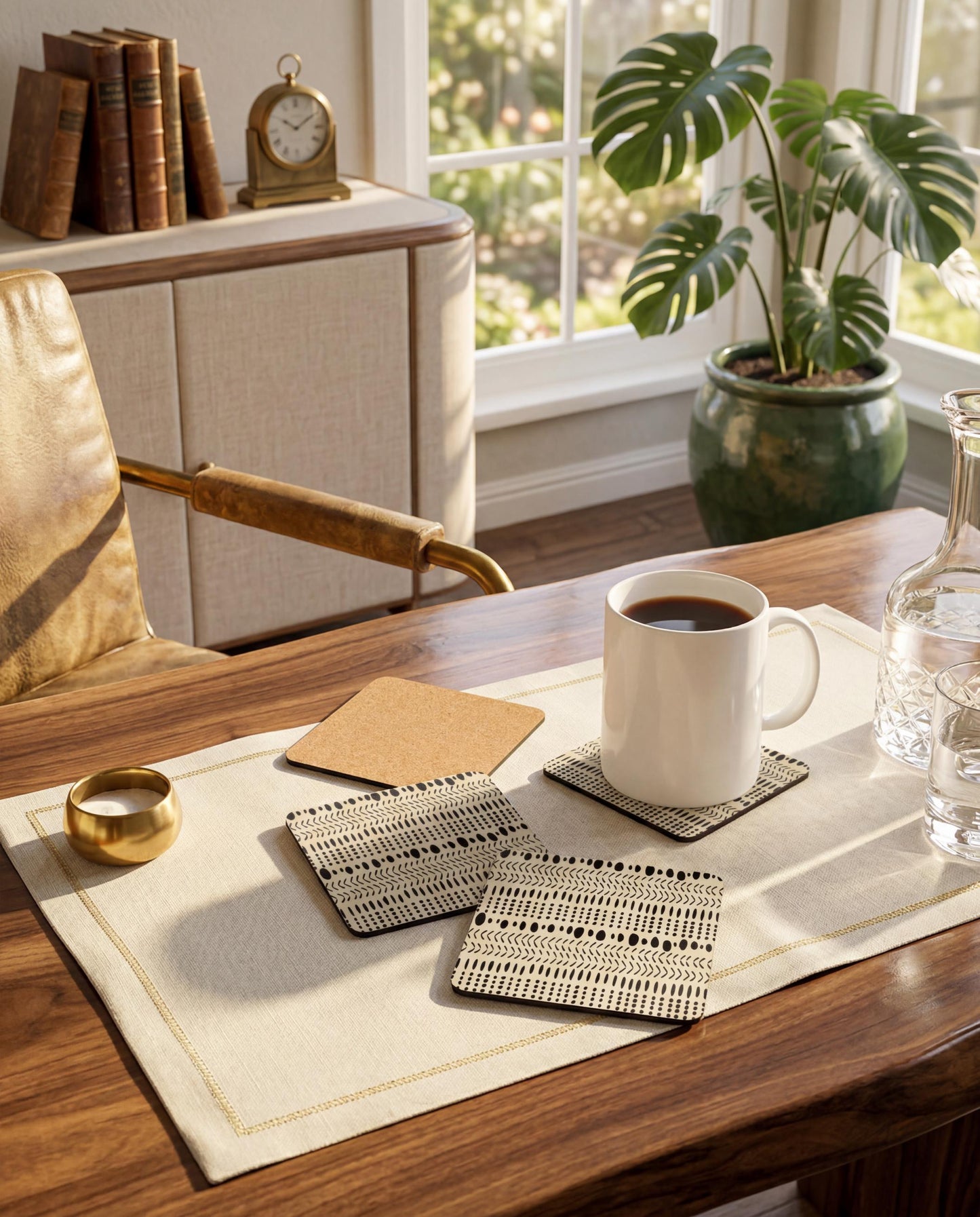 African Print Coasters, Corkwood Coaster Sets, Glossy MDF Set, 3 Designs Available,  Perfect Gift for Mother's Day