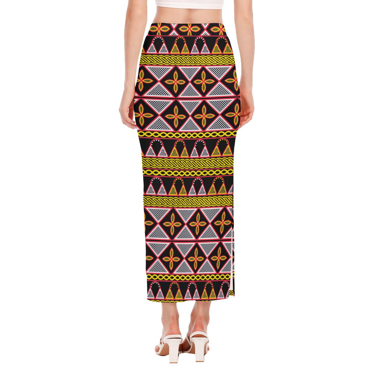 Toghu Print Maxi Skirt: Bold African Fabric, Side Slit Skirt, Ready to Ship