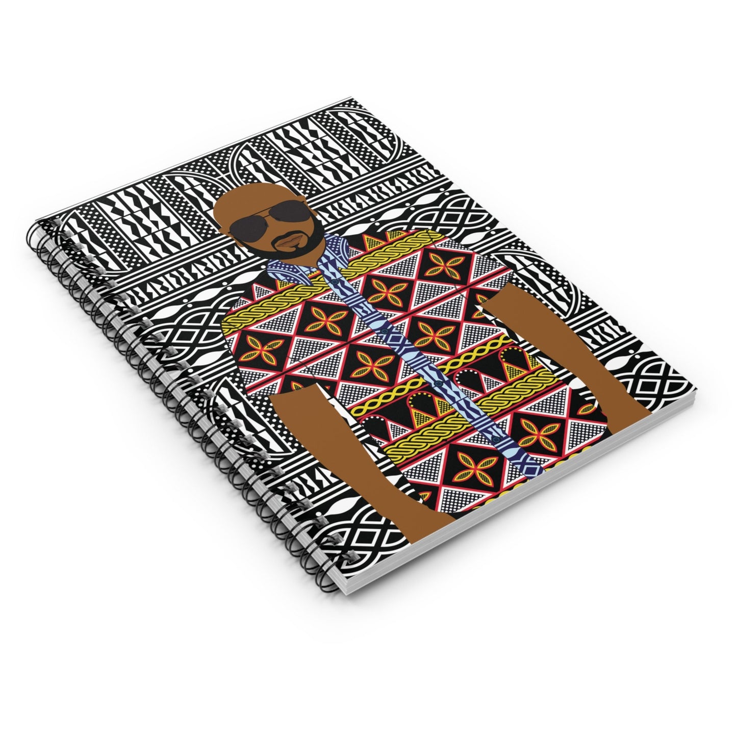 Yellow Toghu Man Spiral Notebook: BW Ndop Print Cover