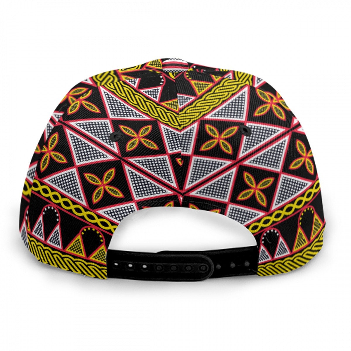 Yellow Toghu Baseball Cap: African Print Flat Brim Snapback, Ready to Ship