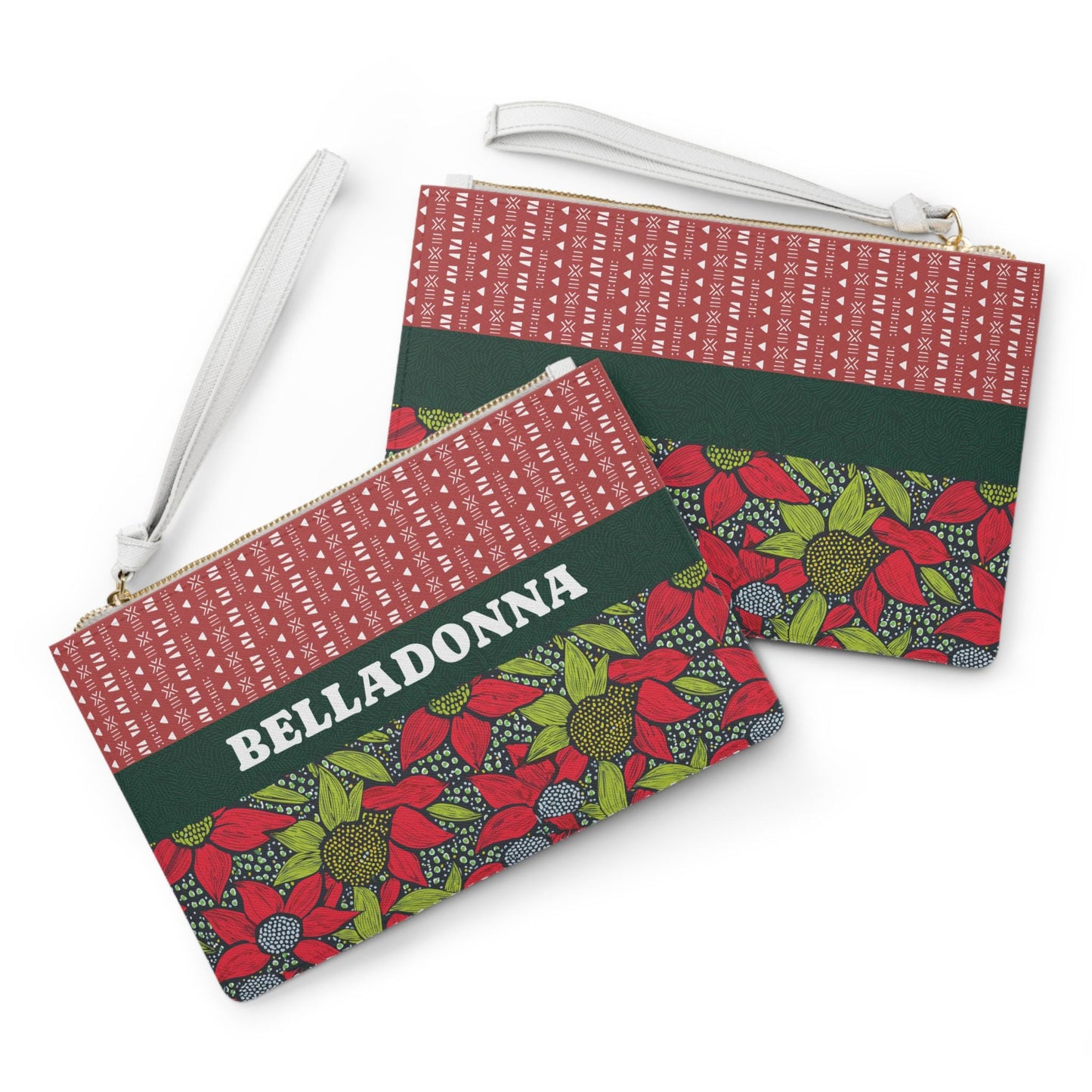 Personalized Mudcloth Ankara Print Wristlet: Vegan Leather Clutch
