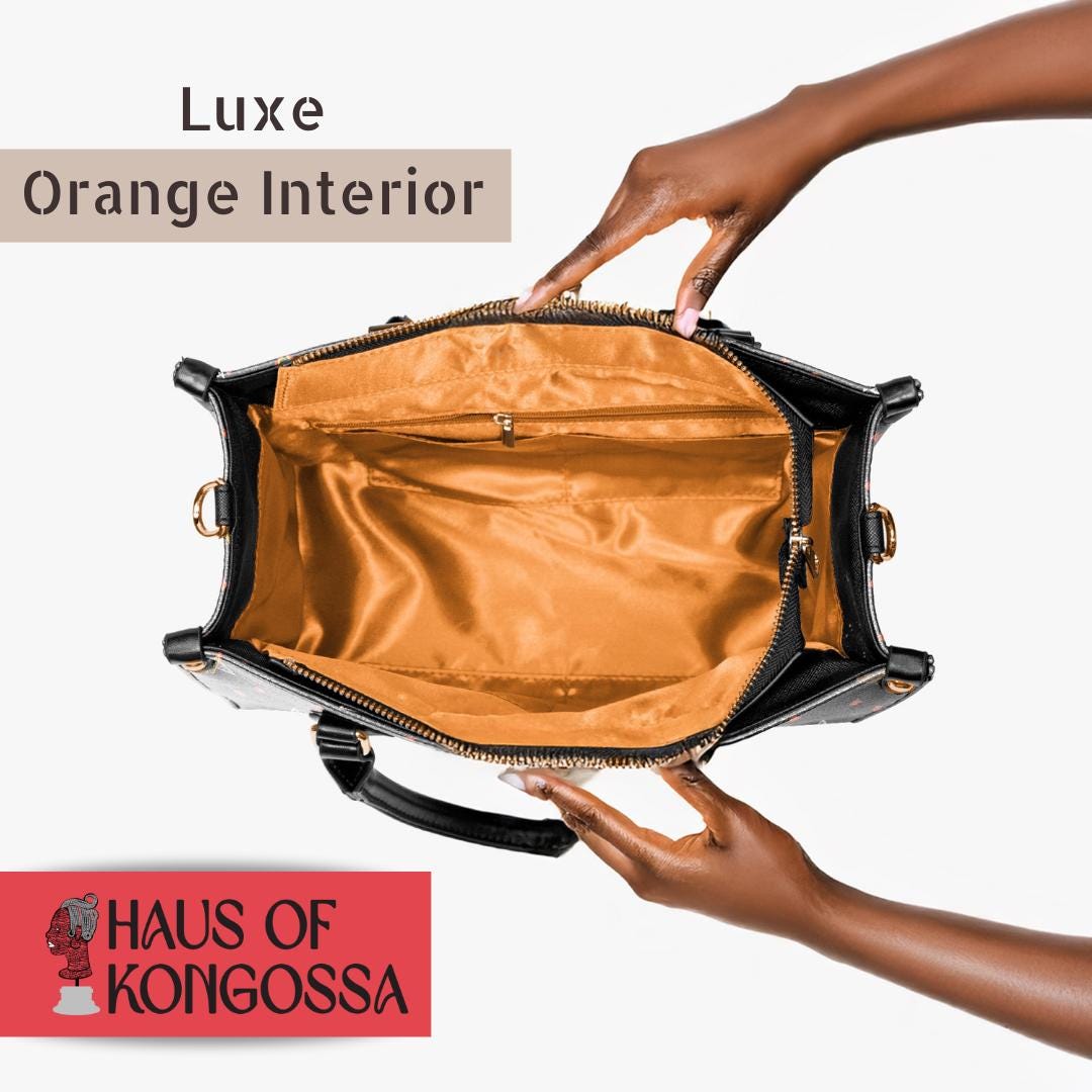 African Print Vegan Leather Tote Bag: Toghu shapes