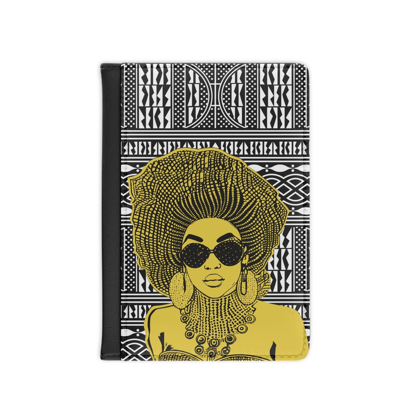 Madame Headtie - Yellow - Black Ndop - Passport Cover