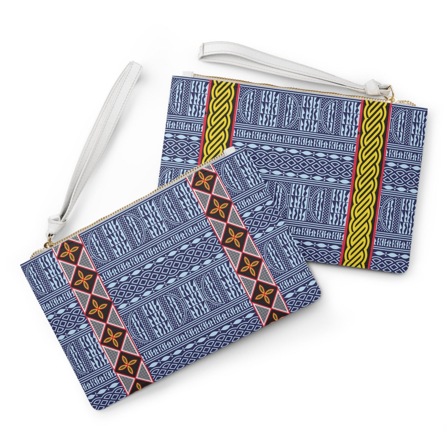 Ndop & Toghu Vegan Leather Wristlet Bag: African Print Clutch Purse