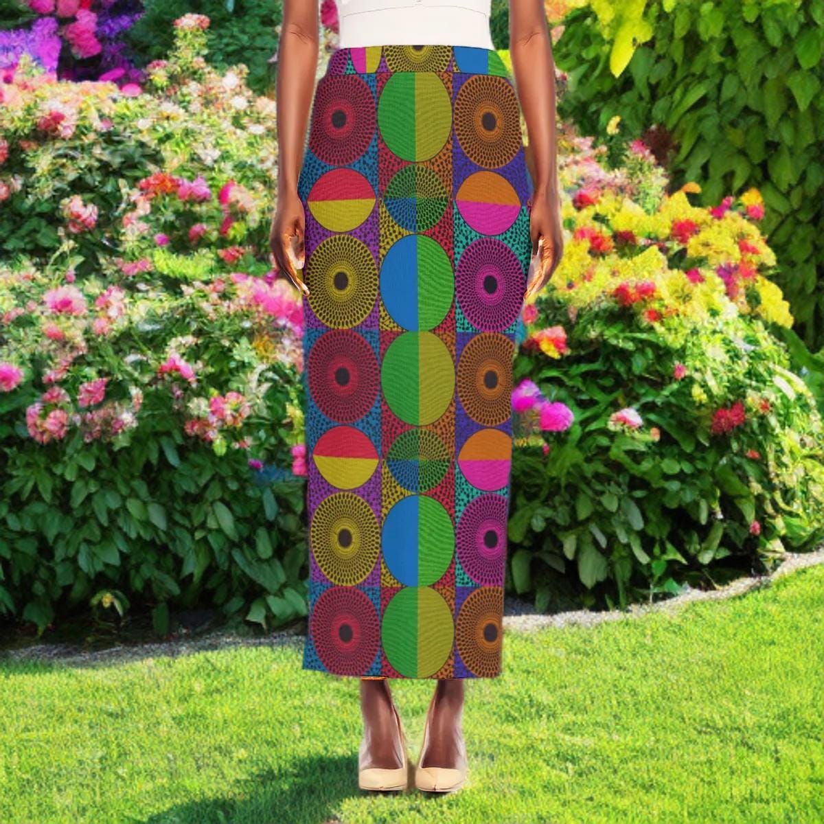 Circle Ankara Maxi Skirt: Women's African Print Side Slit