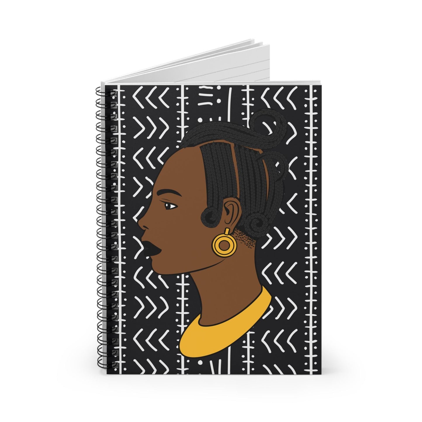 Lady Kongossa Spiral Notebook: African Mudcloth Print Journal