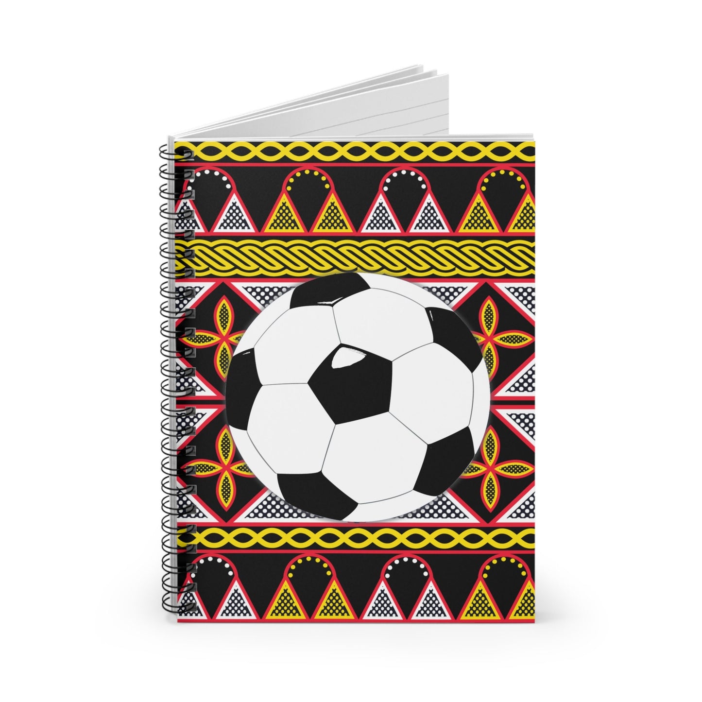 Futbol - Football on Yellow Toghu Front Cover Print Spiral Notebook - Ruled Line