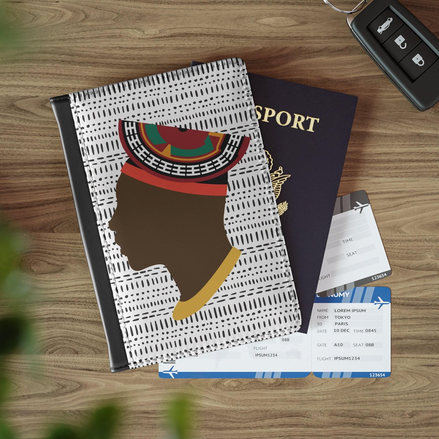 Man in Bamenda Hat on White Mudcloth - Passport Cover