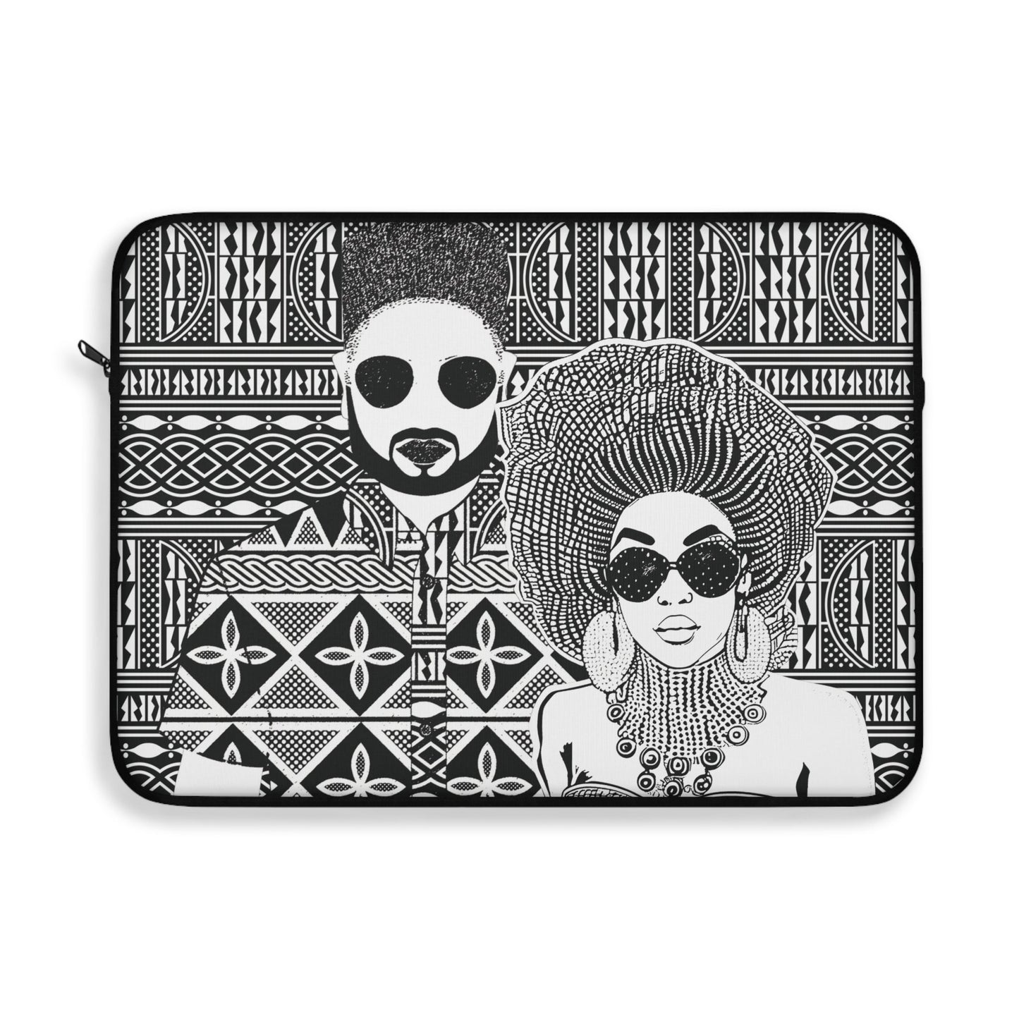 The Moussas(BW) on Black Ndop African Laptop Sleeve