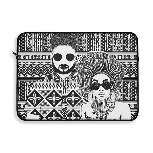 The Moussas(BW) on Black Ndop African Laptop Sleeve