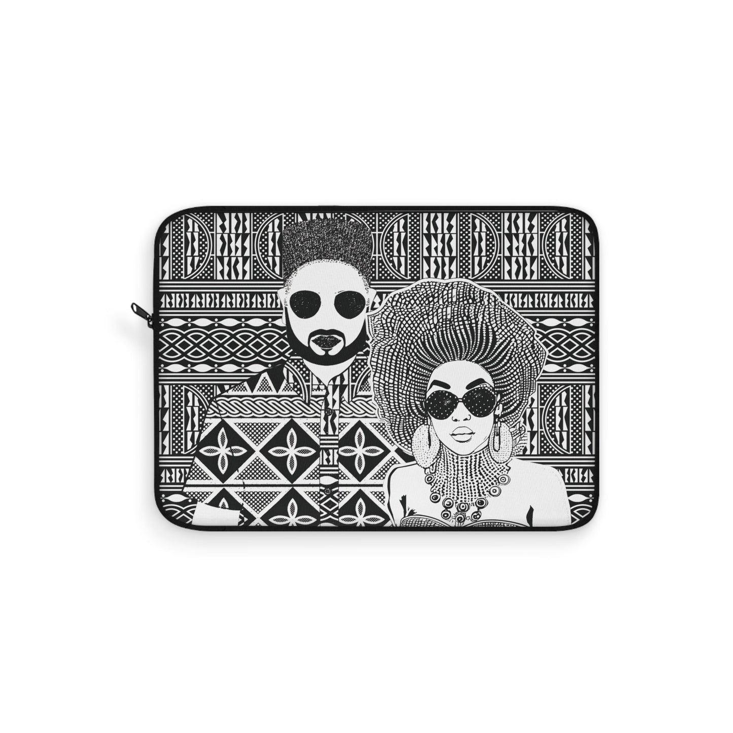 The Moussas(BW) on Black Ndop African Laptop Sleeve
