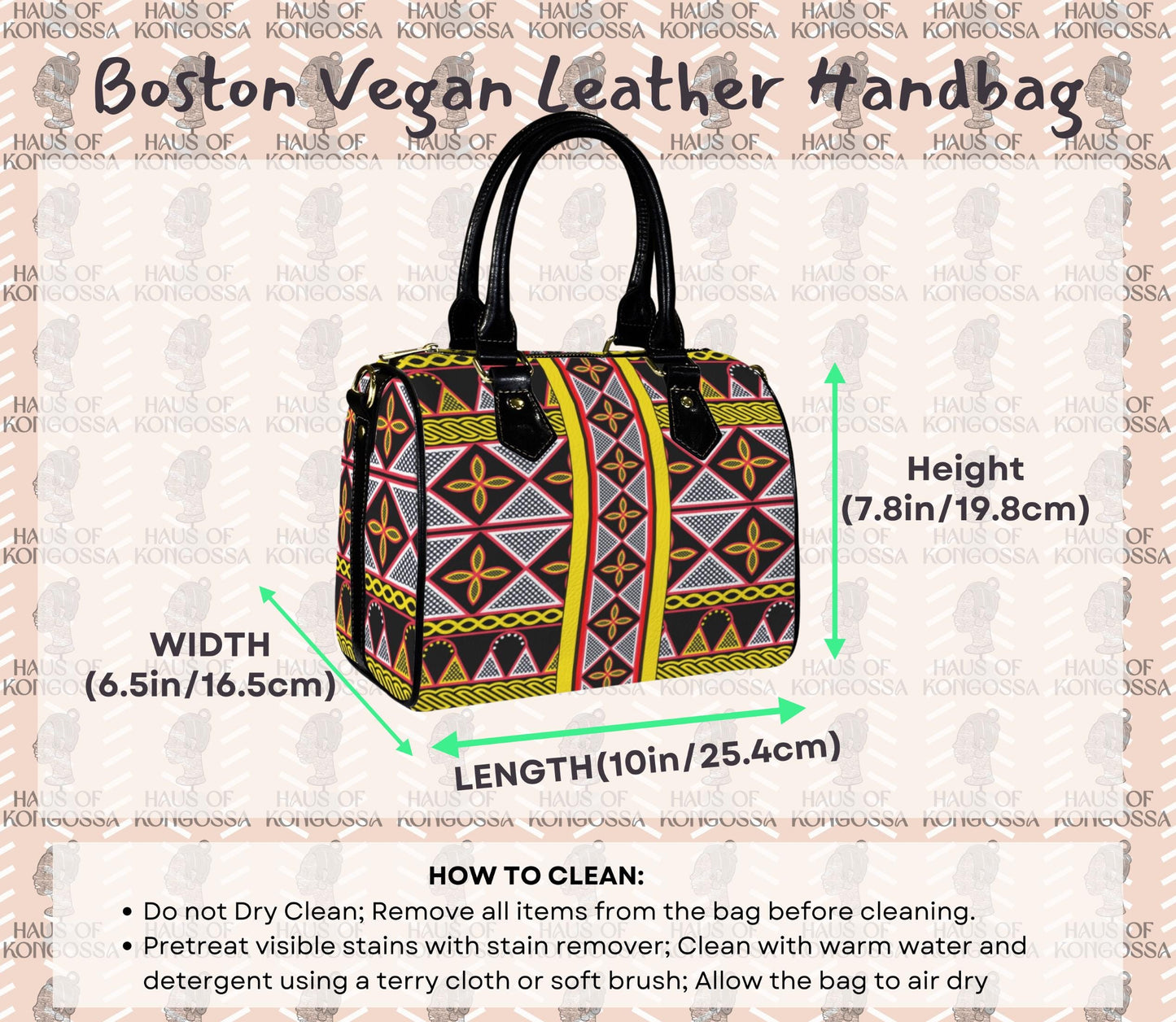 Yellow Vegan Leather Satchel Handbag, Black or Khaki