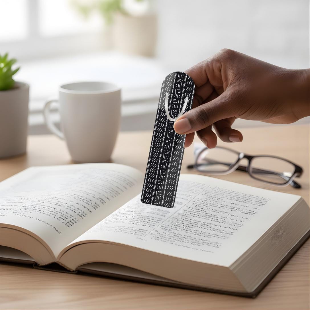 Black Mudcloth African Bookmark for Book Lovers