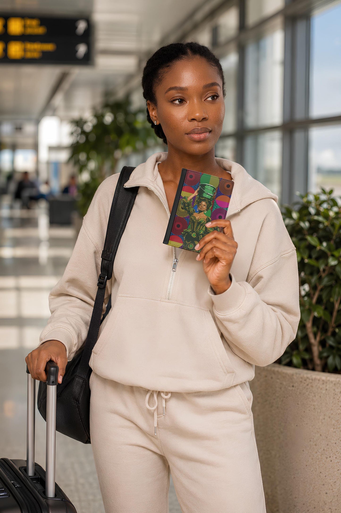Lady and Bucket Passport Cover on 2 Ankara Prints, Travel Wallet, Pu Leather Passport Holder, Passport Protector, Travel Accessory