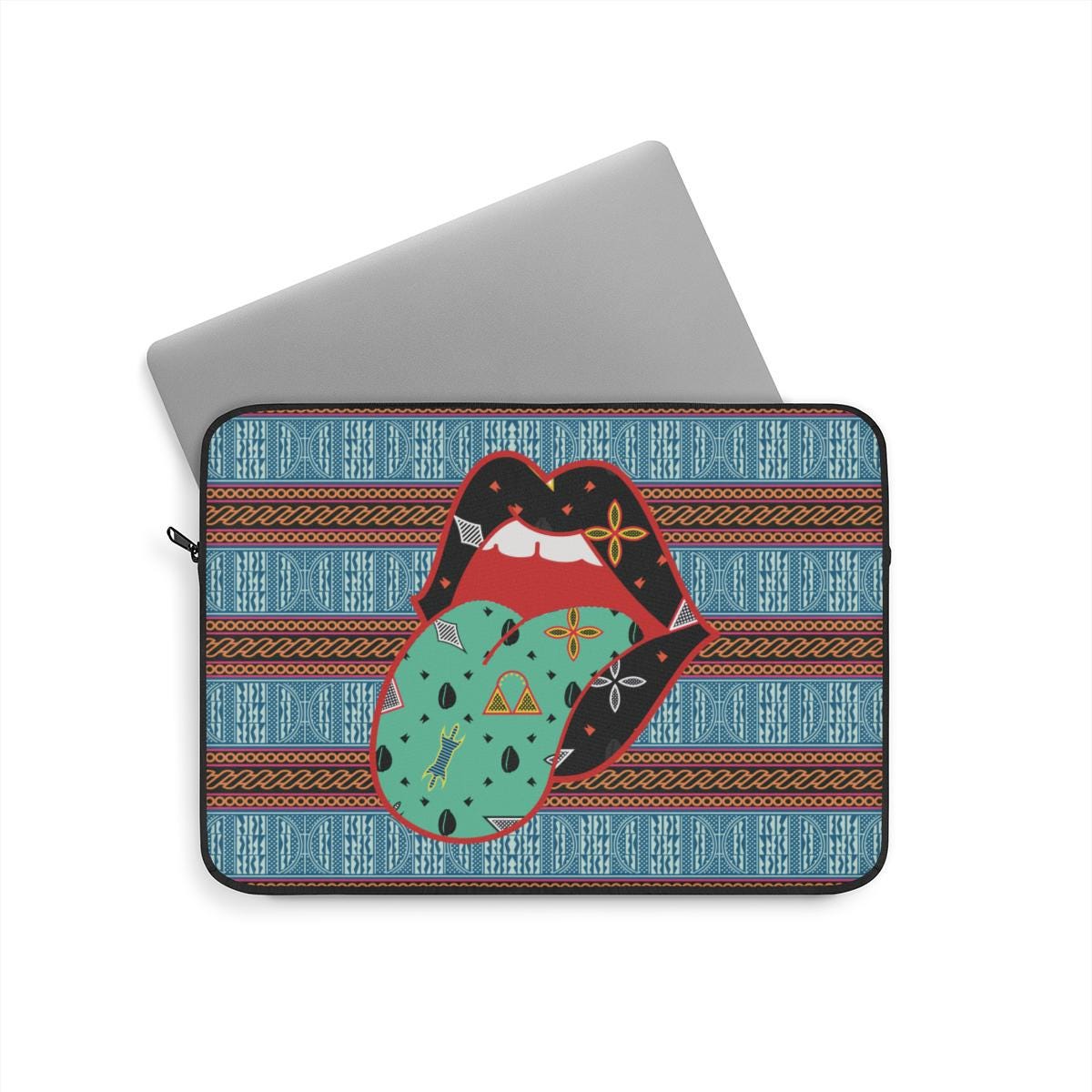 a laptop case with a cactus and a hat on it