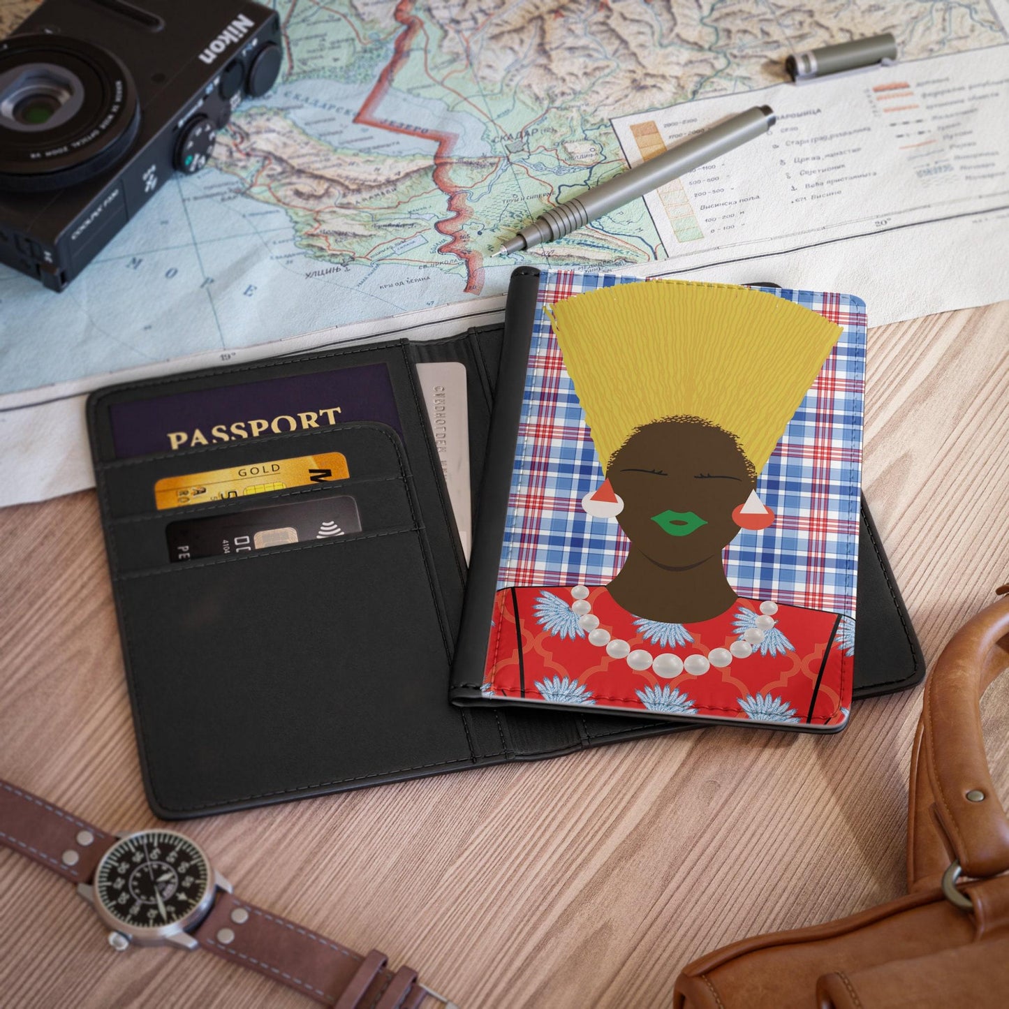 Nef in Red - Mukuta Plaid 2  - Passport Cover