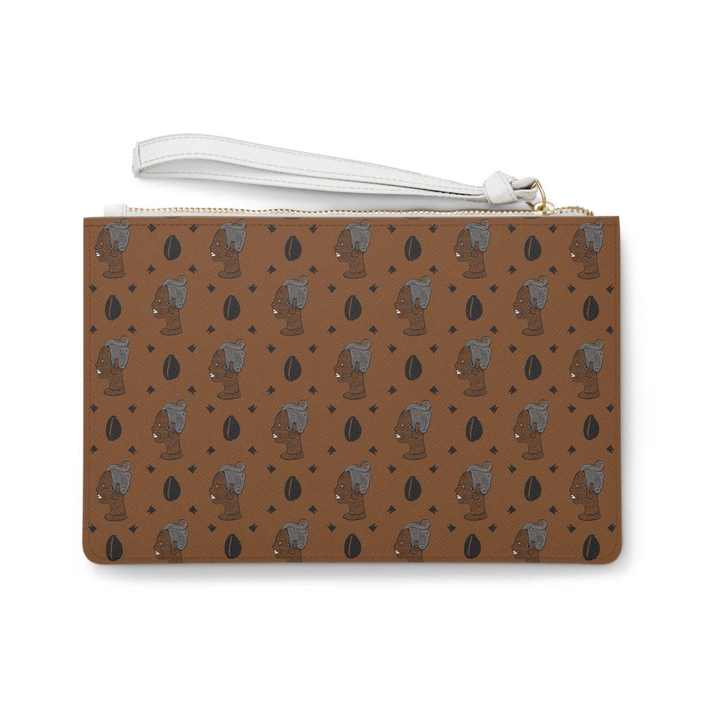 Brown Cowrie Wristlet Clutch Bag Haus of Kongossa , Elegant Evening Accessory, Stylish Birthday Gift