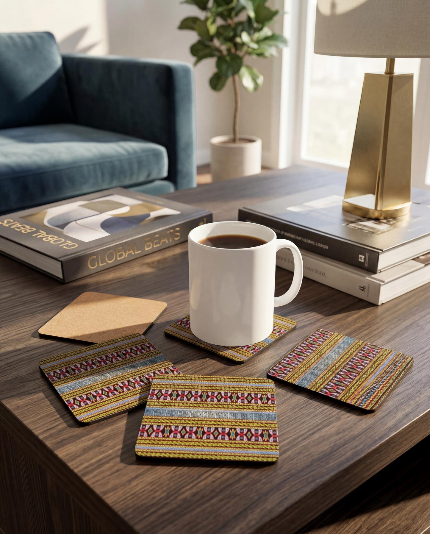 African Print Coasters, Corkwood Coaster Sets, Glossy MDF Set, 3 Designs Available,  Perfect Gift for Mother's Day