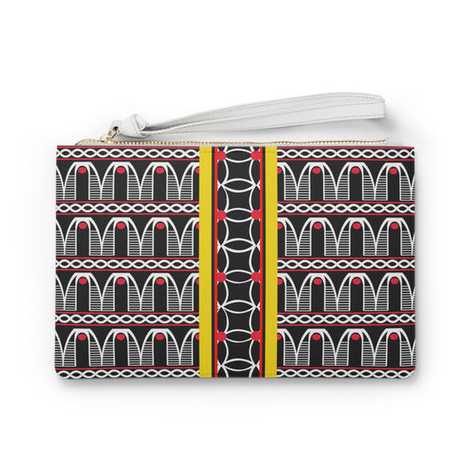 Toghu Print Vegan Leather Clutch: Elegant Wristlet Bag