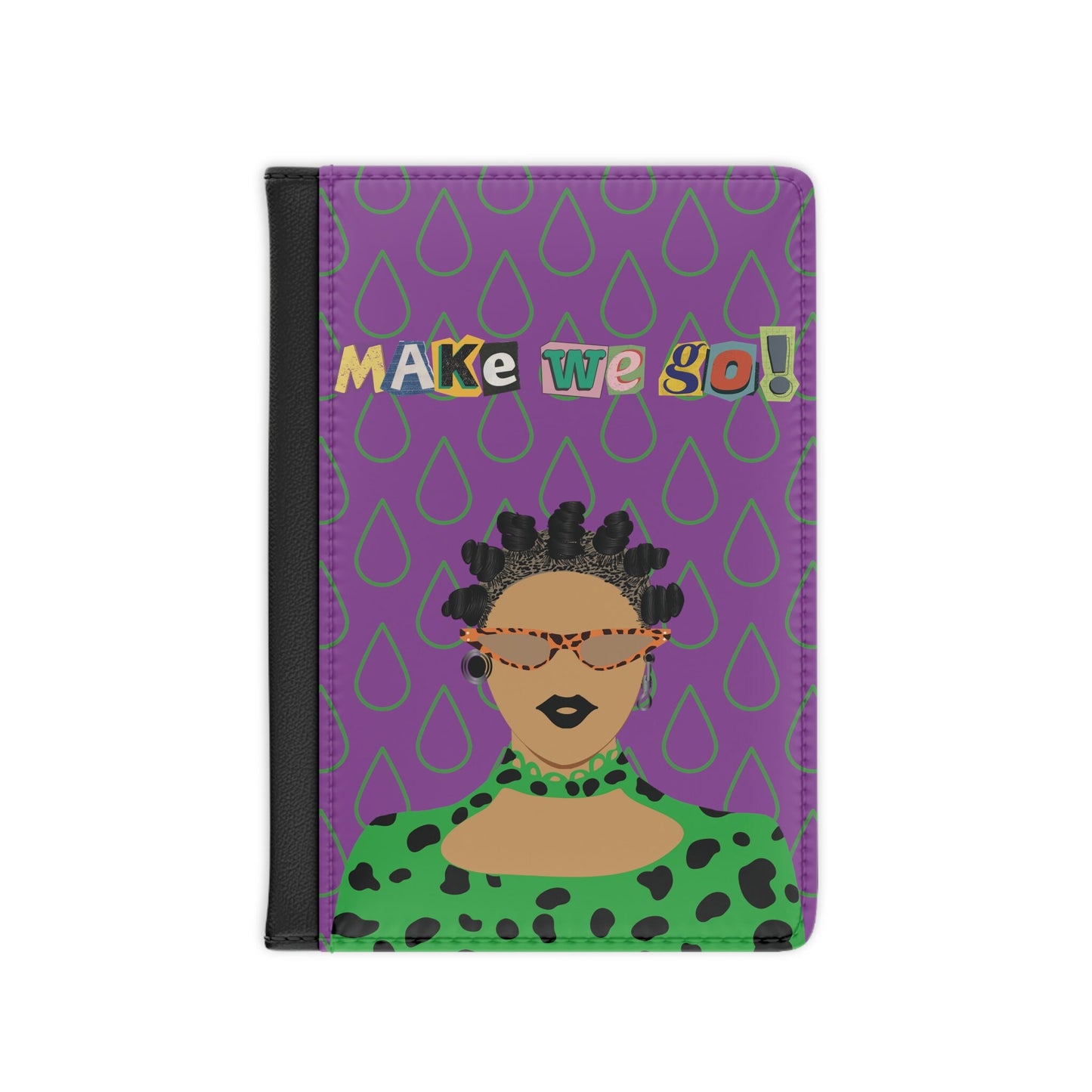 Bigidi Gyal Passport Cover  2 Designs - in Leopard and Green Drops Hollow