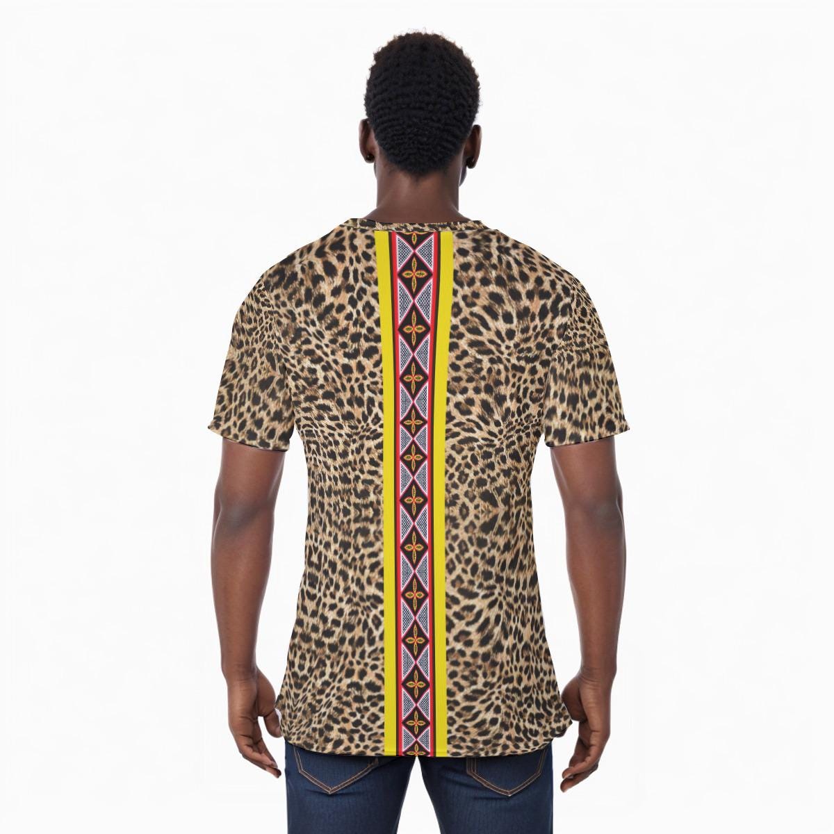 Leopard Unisex Athletic Eyebird T-Shirt,  Bamenda man in Triangle Hat or Horn Hat Design