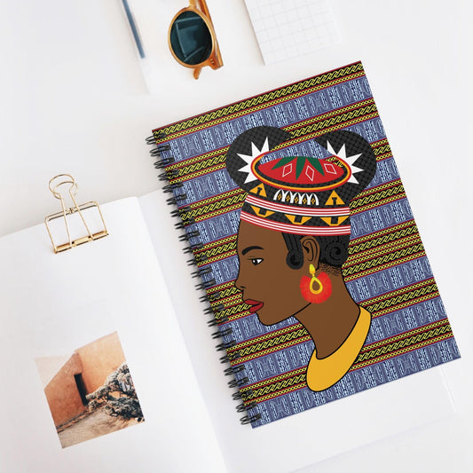 Bamenda Hat Spiral Notebook: Ndop Print, Ruled Line (6" x 8")