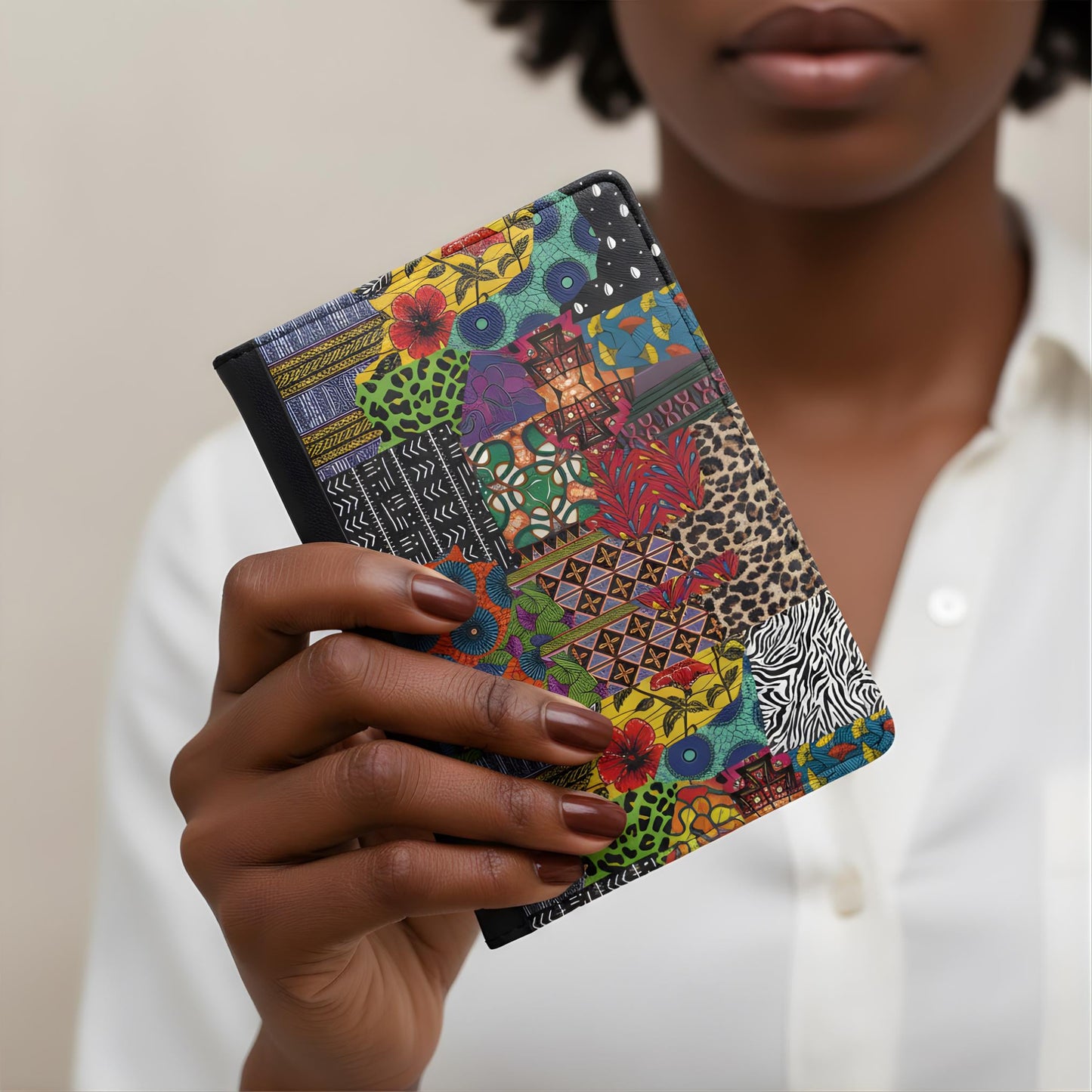 Ankara Print Passport Cover, Faux Leather Passport Travel Wallet