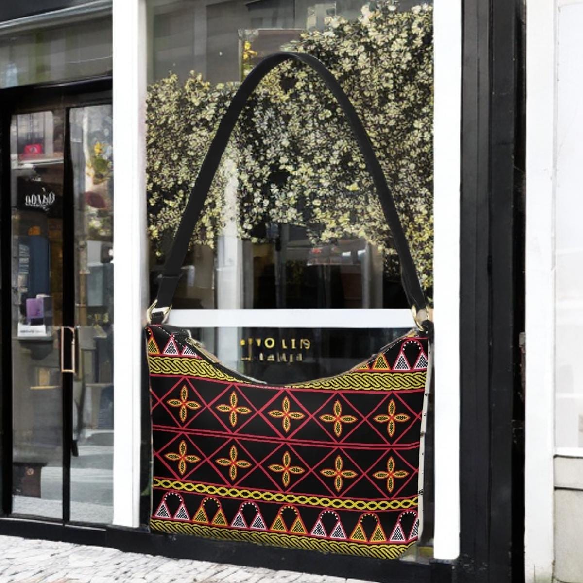 Toghu Print Hobo Bag: Two-Sided Shoulder Handbag