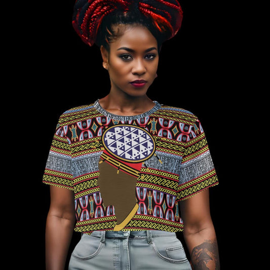 Spiky Man Hat on Ndop Print Crop Top