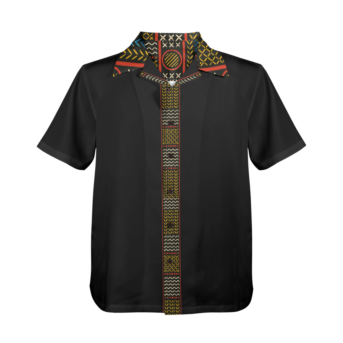 Bamileke Elephant Mask Ntoh Heritage Men's Hawaiian Shirt – African-Inspired Short Sleeve Button-Up