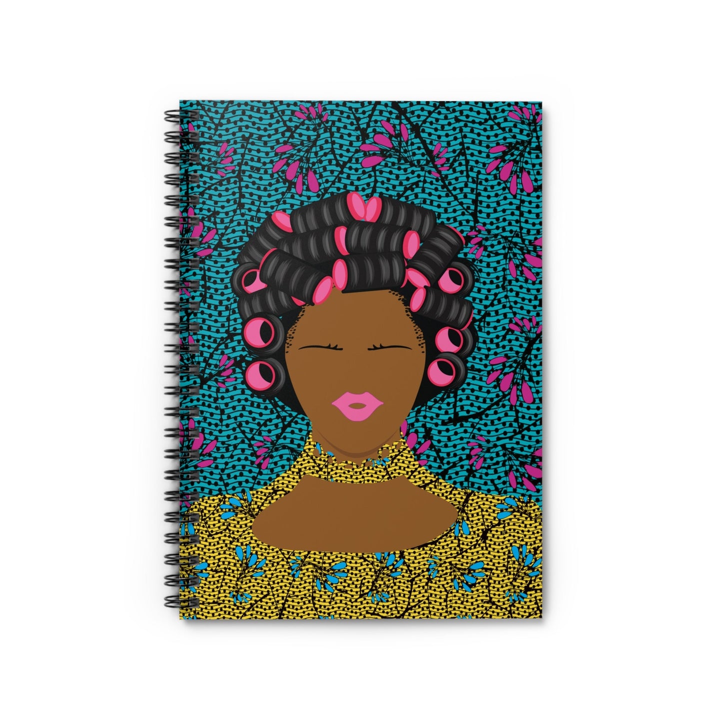 Curlers and Flowers Front Cover Spiral Notebook - Ruled Line