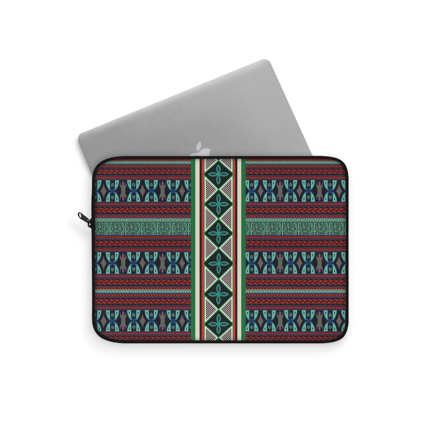 Aqua Red Toghu with Strip Laptop Sleeve - Front Print, Pro Macbook Air Sleeve