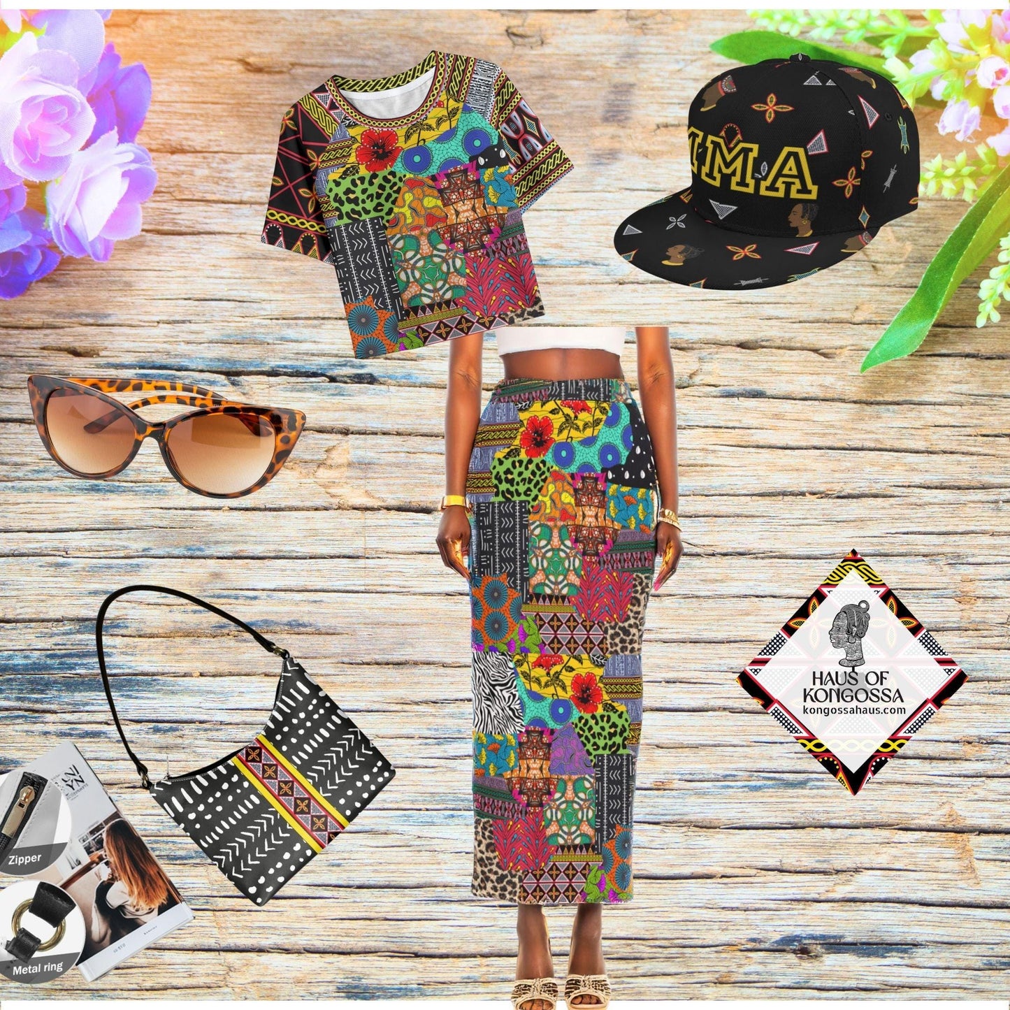Ankara African Print Crop Top: High-Stretch Raglan Shirt
