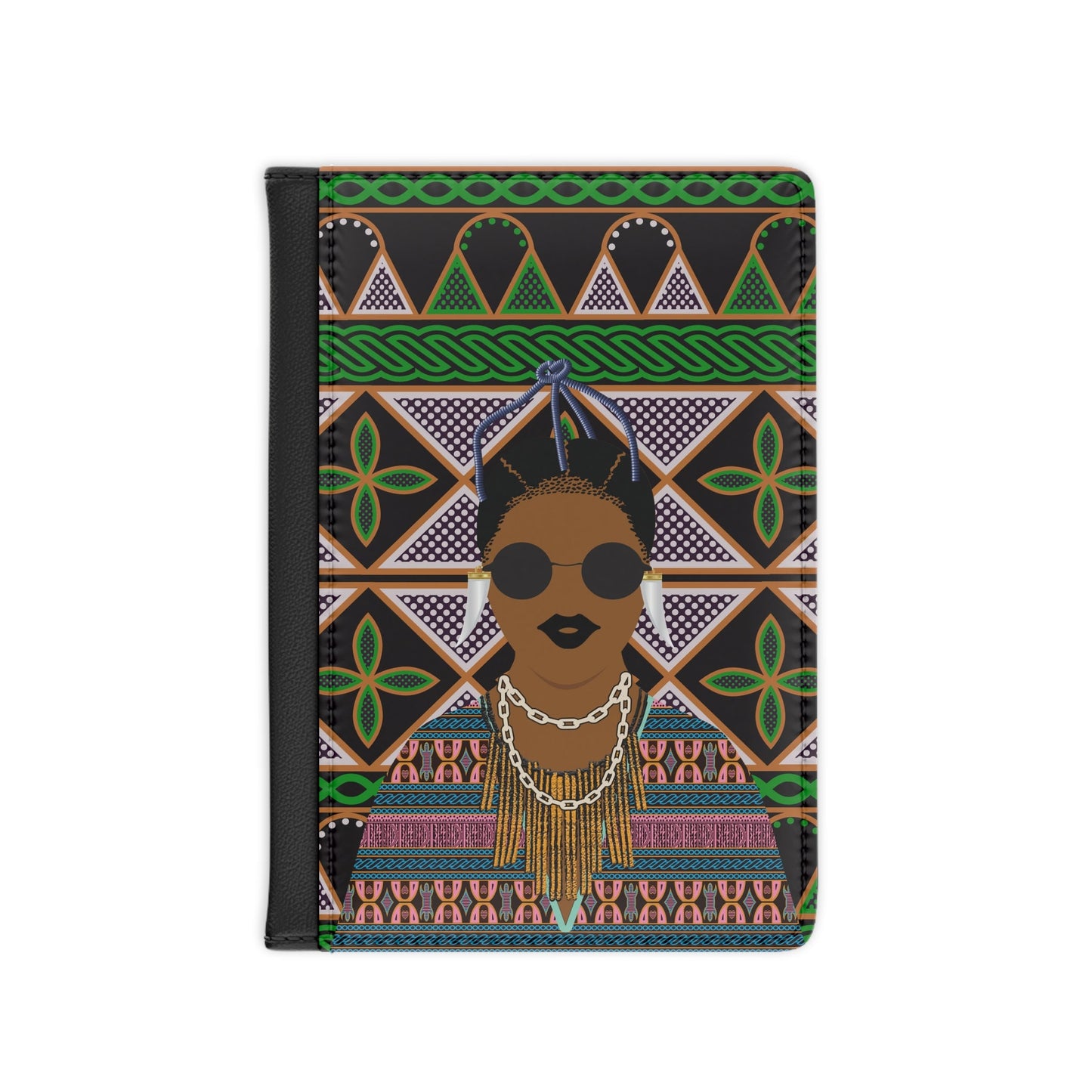 Manyi in Pink Toghu - Green Triangle Toghu Passport Cover