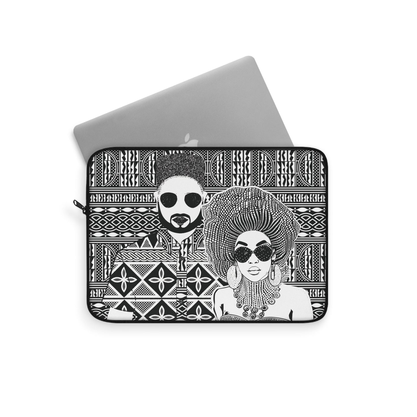The Moussas(BW) on Black Ndop African Laptop Sleeve