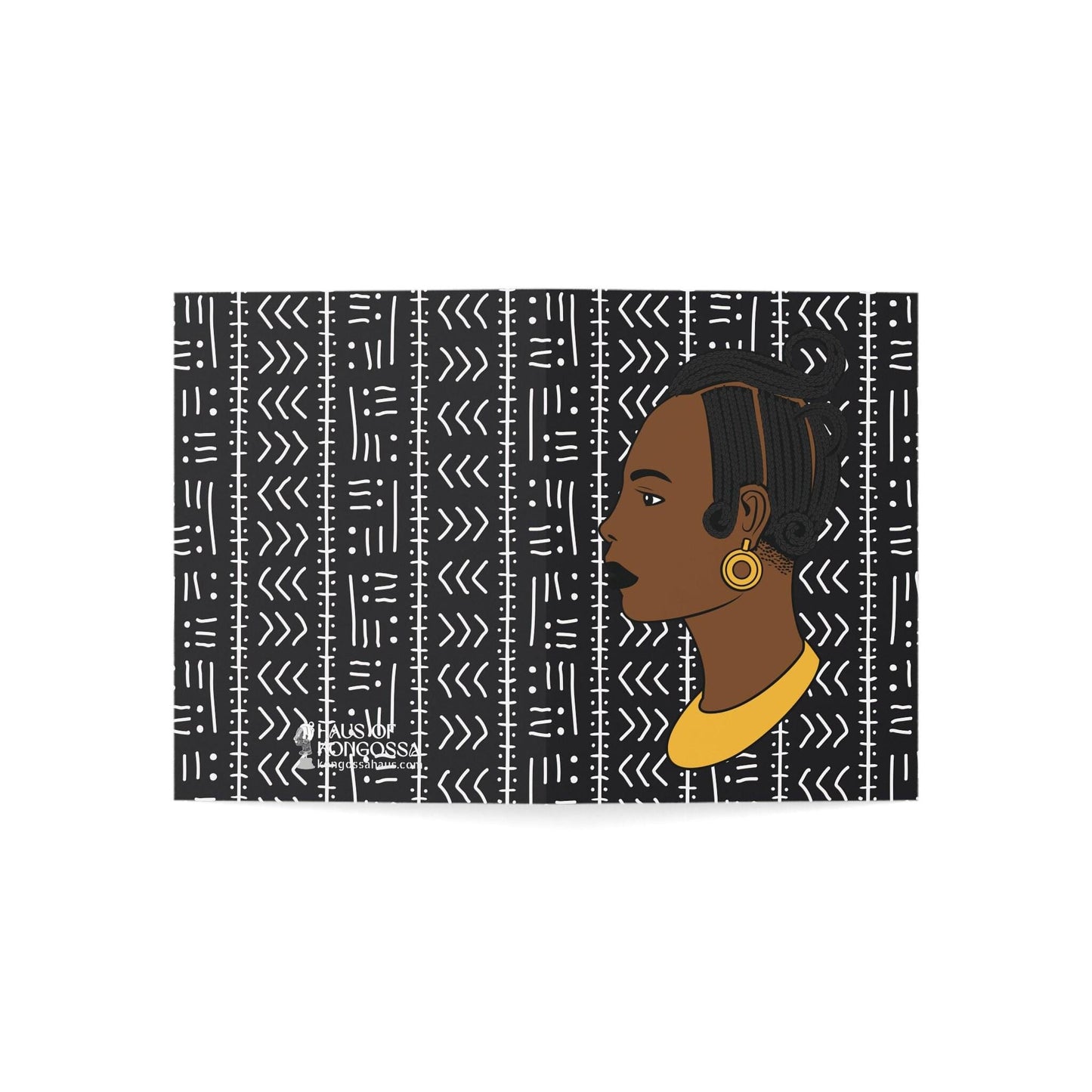 Lady Kongossa on Black Mudcloth African Greeting Cards (1, 10pcs)