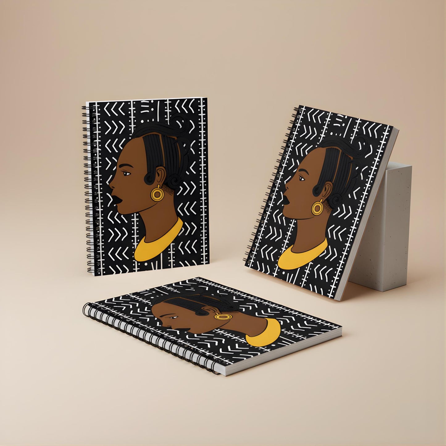 Lady Kongossa Spiral Notebook: African Mudcloth Print Journal