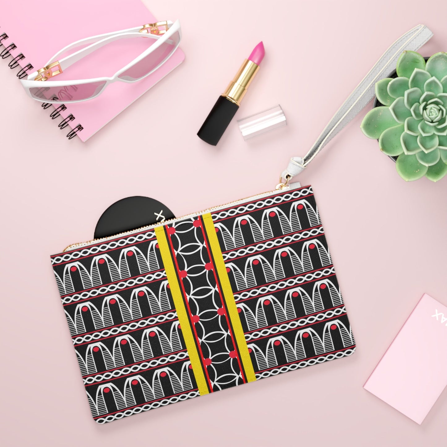 Toghu Print Vegan Leather Clutch: Elegant Wristlet Bag