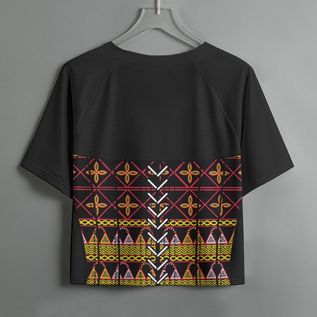 Women's Toghu Crop Top: African Print, Raglan Sleeve
