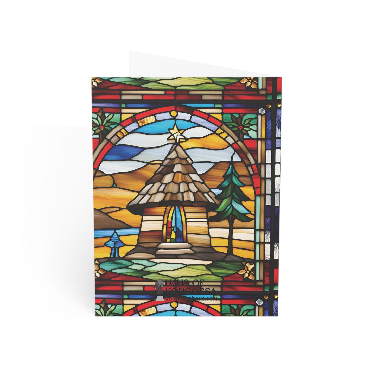Stained Glass African Christmas African Hut Greeting Cards (1, 10pcs)