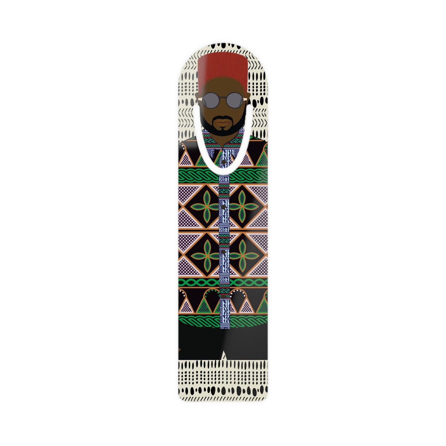 Phillipe in Green Toghu Bookmark: African Print Literary Gift