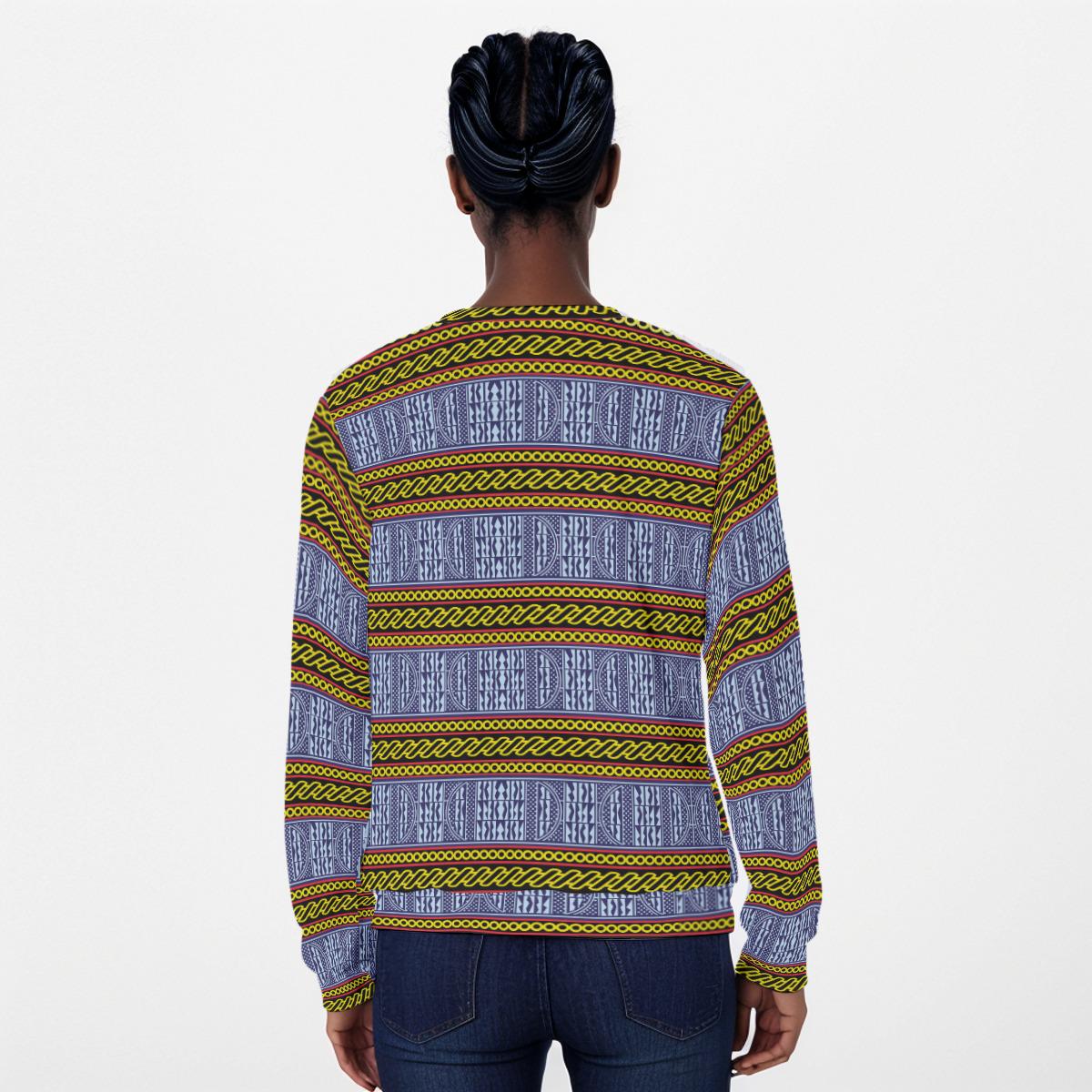 Ndop Print Sweatshirt: Bamileke Man in Horn Hat, Unisex Scuba Fabric