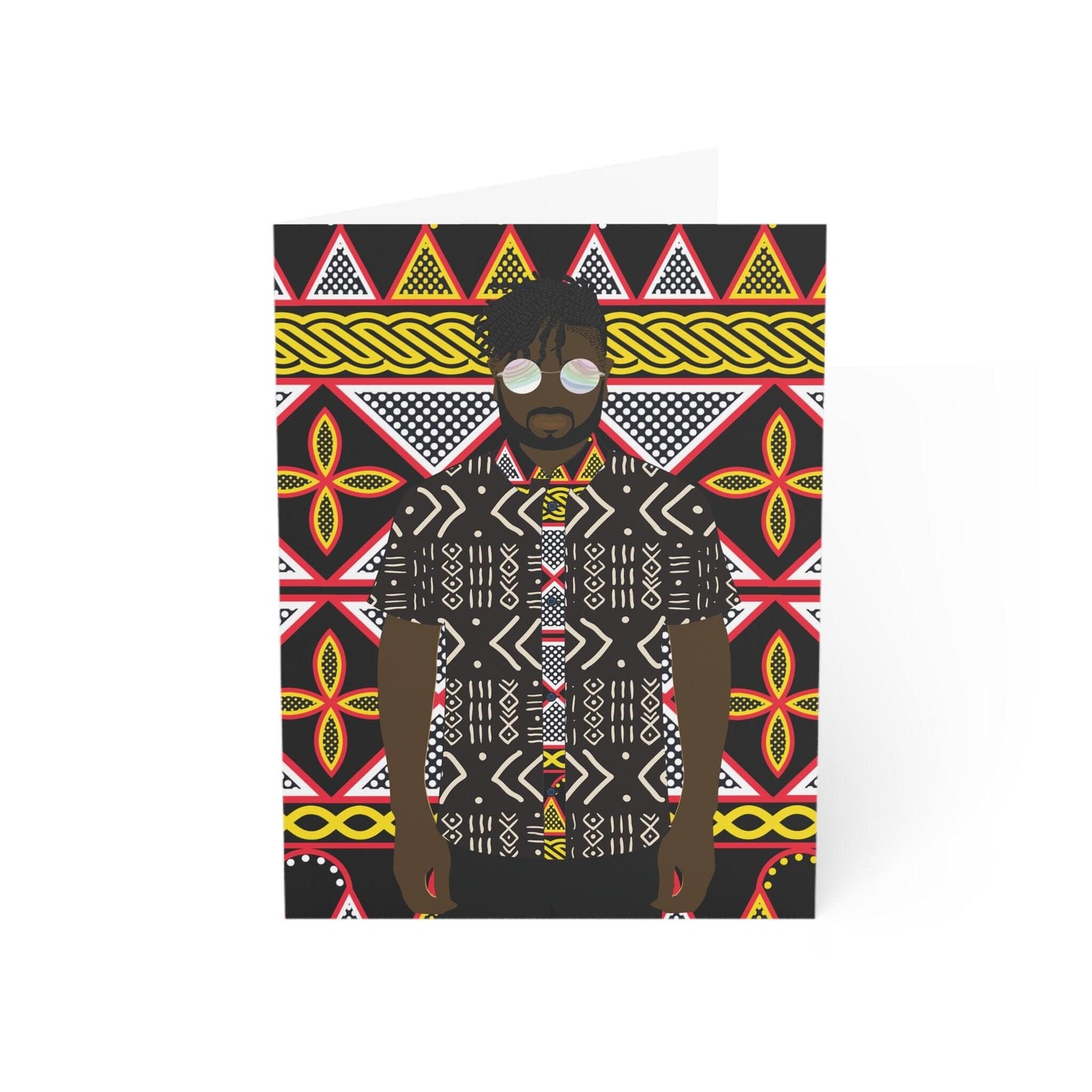 Pascale in Mudcloth  - Yellow Toghu Backdrop African Greeting Cards (1, 10pcs)