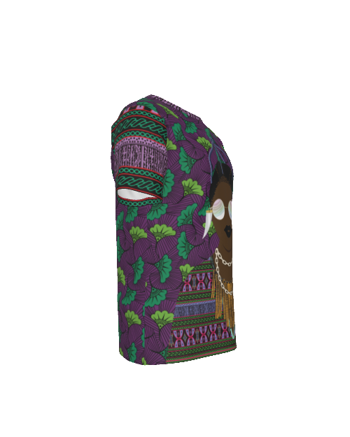 Purple Floral Ankara Print Athletic Mesh T-Shirt, Athletic Eyebird Fabric T-shirt