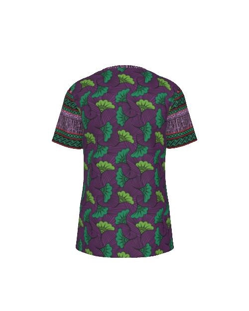 Purple Floral Ankara Print Athletic Mesh T-Shirt, Athletic Eyebird Fabric T-shirt