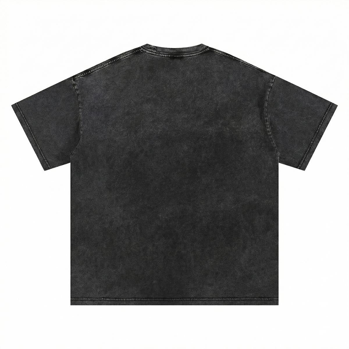 A black t-shirt with a simple, unadorned design.