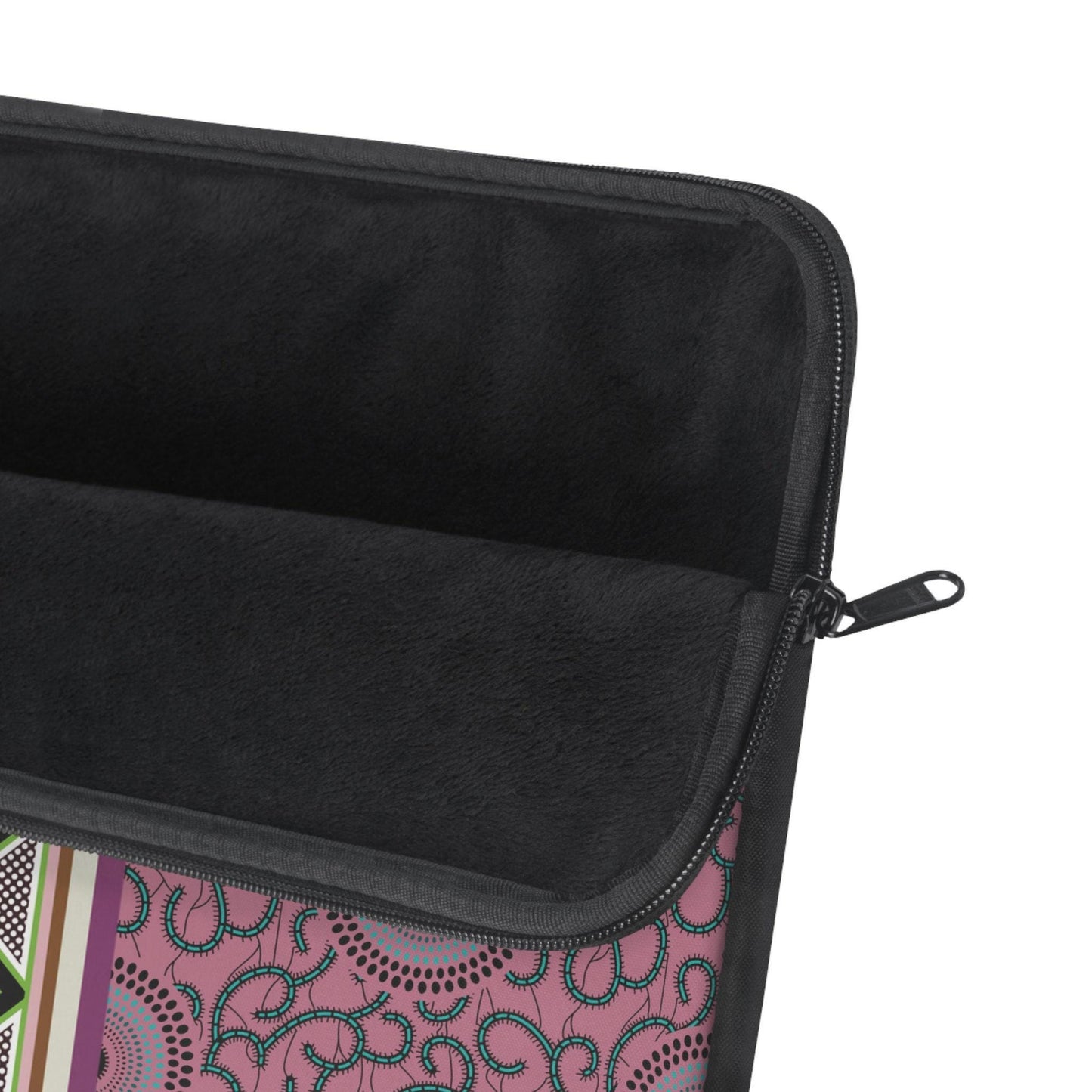 Ankara Pink Swirls with Strip Laptop Sleeve - Front Print, Pro Macbook Air Sleeve