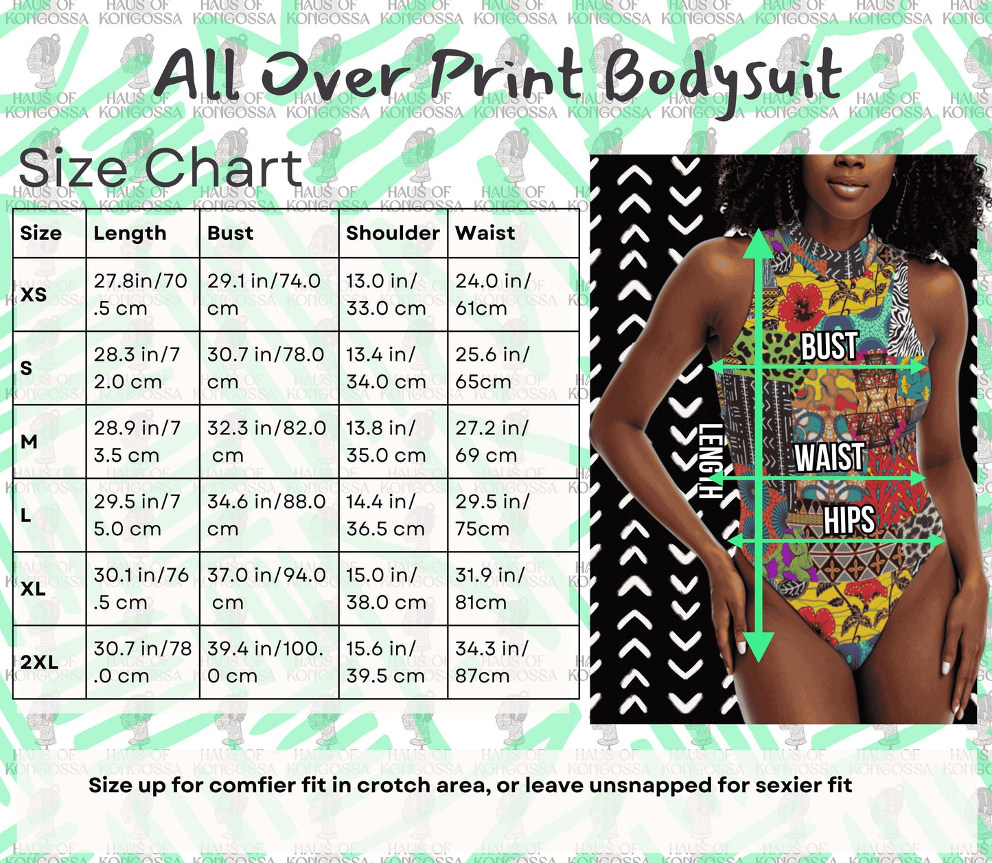a women's size chart for a bodysuit