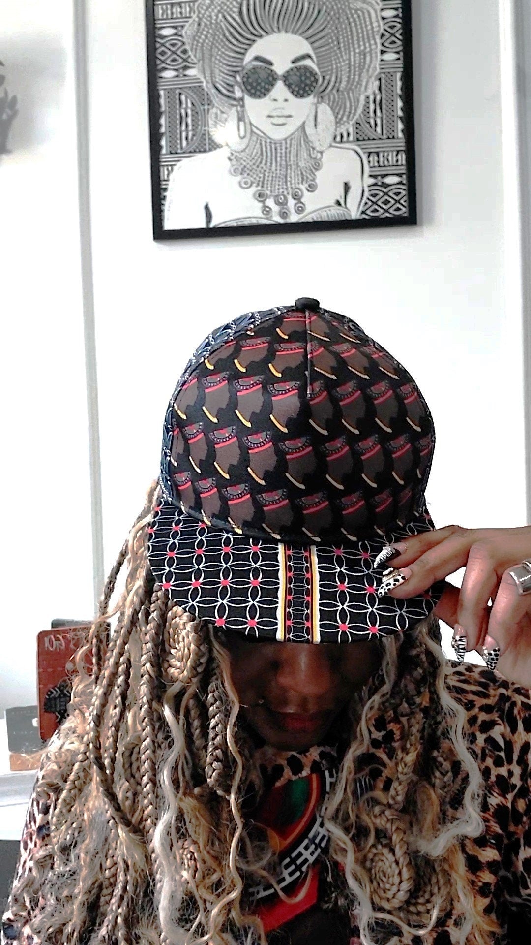 Bamenda Man design Baseball Cap: Adjustable Snapback, African Print  Flat Brim, Ready to Ship