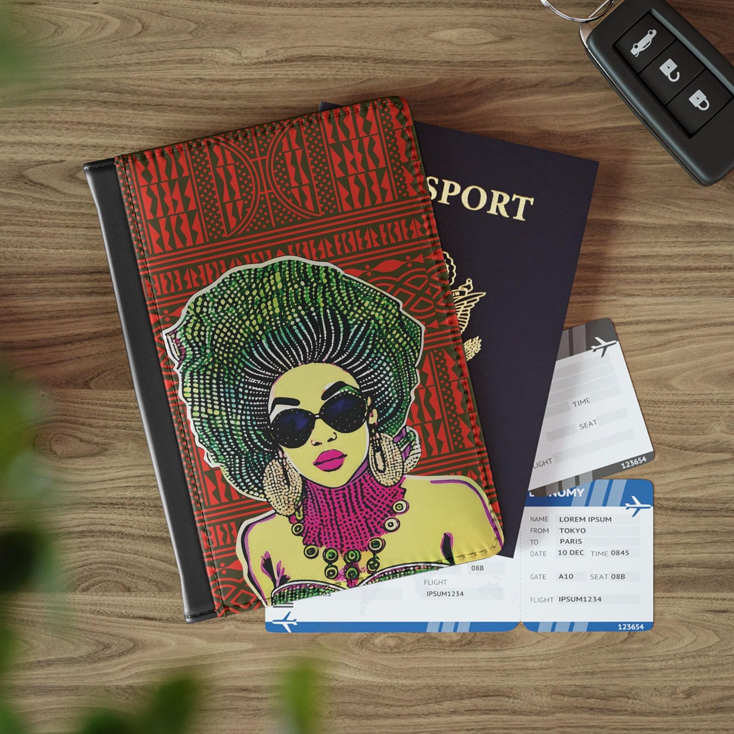 Madame Headtie (Color) - Red Ndop - Passport Cover